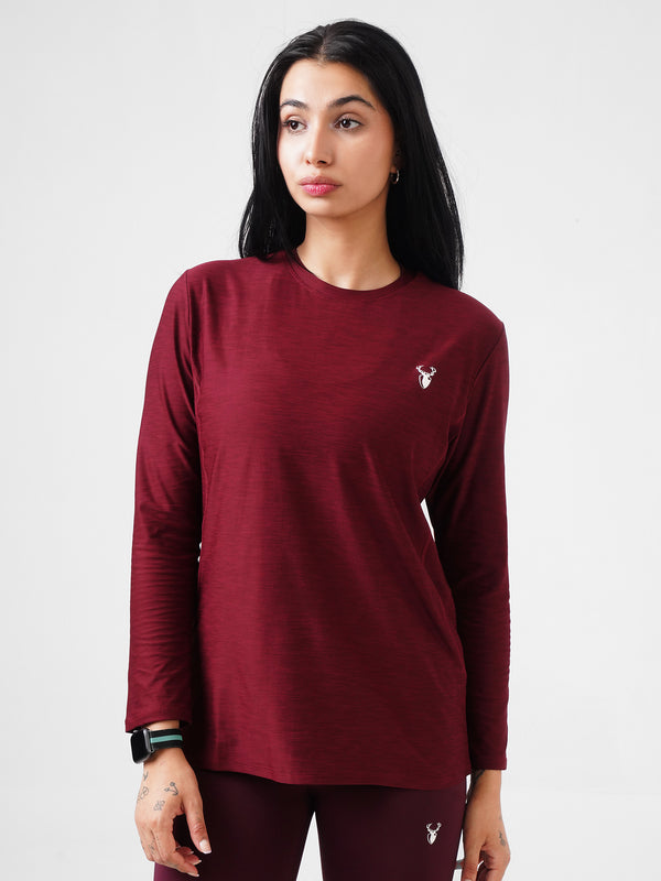 District Loose Fit Long Top in Maroon